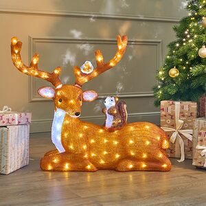 Светодиодная фигура Лесные Друзья 66 см, 140 холодных белых LED ламп, таймер, IP44 (Kaemingk, Нидерланды). Артикул: 491262