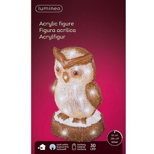 Светодиодная фигура Сова Фома - Felicity Forest 24 см, 30 холодных белых LED ламп, на батарейках, IP44 Kaemingk фото 5