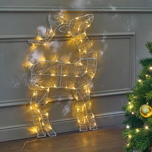 Светящаяся плоская фигура Олень Фостер 89 см, 60 теплых белых LED ламп с мерцанием, таймер, IP44 Kaemingk фото 5