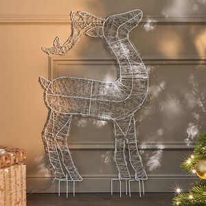 Светящаяся плоская фигура Олень Фостер 89 см, 60 теплых белых LED ламп с мерцанием, таймер, IP44 Kaemingk фото 7