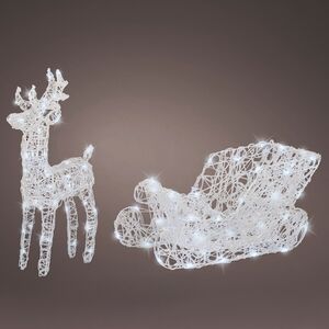 Светодиодный Олень Ливон и Волшебные Сани 45*70 см, 100 холодных белых LED ламп с мерцанием, IP44 Kaemingk фото 3