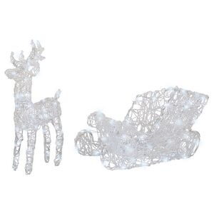 Светодиодный Олень Ливон и Волшебные Сани 45*70 см, 100 холодных белых LED ламп с мерцанием, IP44 Kaemingk фото 4