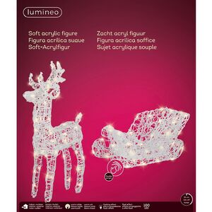 Светодиодный Олень Ливон и Волшебные Сани 47-66 см, 100 теплых белых LED ламп, IP44 Kaemingk (Кейминг) фото 8