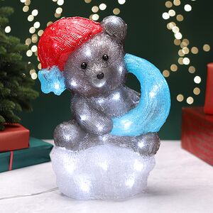 Светящаяся фигура Мишутка на снежном шаре 35 см, 40 холодных белых LED ламп, таймер, на батарейках, IP44