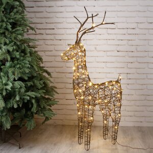 Светящийся олень Rottweil Deer 135 см, 96 теплых белых LED ламп, IP44 (Kaemingk, Нидерланды). Артикул: ID75977