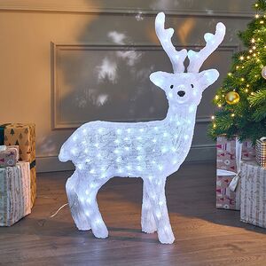 Светящийся Олень 77 см, 150 холодных белых LED ламп с мерцанием, IP44