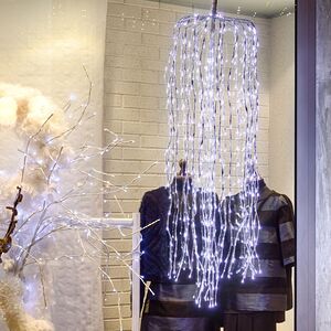 Светодиодное украшение Каскад серебряный 1 м, 220 холодных белых LED ламп с мерцанием, IP44 Kaemingk (Кейминг) фото 5