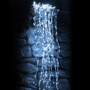 Светодиодное украшение Каскад серебряный 1 м, 220 холодных белых LED ламп с мерцанием, IP44 Kaemingk фото 6