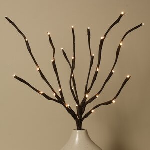 Светящаяся ветка Sparkling Willow 50 см, 30 теплых белых LED ламп, на батарейках, IP44 (Kaemingk, Нидерланды). Артикул: 492807