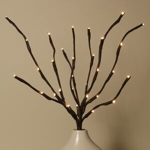 Светящаяся ветка Sparkling Willow 50 см, 30 теплых белых LED ламп, на батарейках, IP44