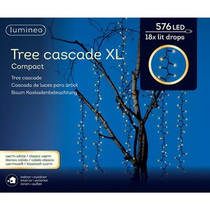 Гирлянда на дерево Каскад 80 см*18 шт, 576 теплых/экстра теплых LED ламп, черный ПВХ, IP44 Kaemingk фото 5