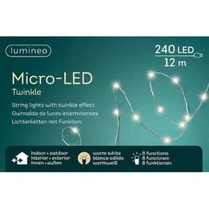 Светодиодная гирлянда Роса на батарейках 4.95 м, 100 теплых белых Led, серебряная проволока, контроллер, пульт, IP44 Kaemingk (Кейминг) фото 4