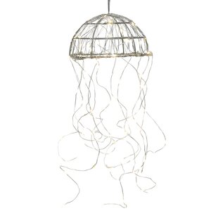 Светодиодное украшение Медуза 38*17 см, 80 теплых белых микро LED ламп с мерцанием, серебряная проволока, IP44 Kaemingk фото 2