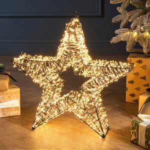 Светодиодное украшение Звезда Тессеус 38*8 см, 1500 теплых белых LED ламп, таймер, IP44 (Kaemingk, Нидерланды). Артикул: 496474