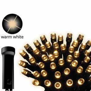 Светодиодная гирлянда на батарейках 192 теплых белых LED лампы 14.3 м, черный ПВХ, контроллер, таймер, IP44 Kaemingk фото 3