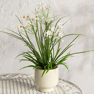 Искусственный цветок в горшке Таллинум 38 см белый