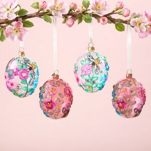 Елочные игрушки Яйца Бебингтон: Душистый Сад 11 см, 4 шт, подарочная коробка, стекло