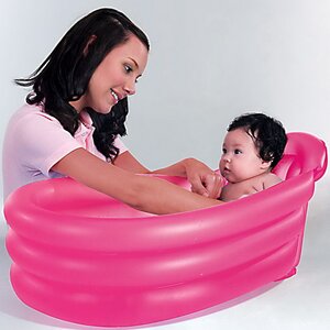 Надувной бассейн-ванна для малышей Розовый 79*51*33 см, надувное дно Bestway фото 2