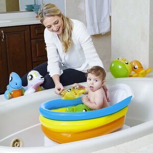 Надувной бассейн-ванночка для малышей 76*48*33 см, надувное дно, термометр, клапан Bestway фото 2