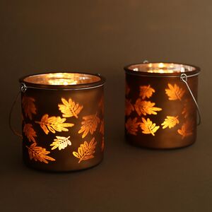 Стеклянный подсвечник Feuilles 12 см медный (Kaemingk, Нидерланды). Артикул: 520672-1