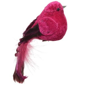 Елочная игрушка Птичка Вивиана - Краски Валенсии 16 см фуксия, клипса Kaemingk фото 1