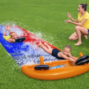 Водная дорожка для скольжения Double Splashy Slide 488 см с двумя надувными колечками