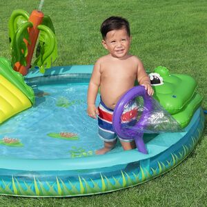 Игровой центр Crocodile Cove 224*181*72 см, с горкой и фонтаном, клапан Bestway фото 5