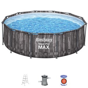 Каркасный бассейн 5614X Bestway Steel Pro Max - Grey Wood 366*100 см, фильтр-насос, лестница Bestway фото 2