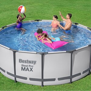 Круглый каркасный бассейн Bestway Steel Pro Max 396*122 см, фильтр-насос, аксессуары (Bestway, Китай). Артикул: 5618W
