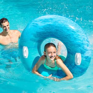 Надувной круг с ручками Волны 114 см голубой (INTEX, Китай). Артикул: 56267-2