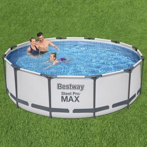 Круглый каркасный бассейн 56418 Bestway Steel Pro Max 366*100 см, фильтр-насос, лестница (Bestway, Китай). Артикул: 56418