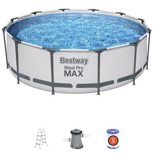 Круглый каркасный бассейн 56418 Bestway Steel Pro Max 366*100 см, фильтр-насос, лестница Bestway фото 2