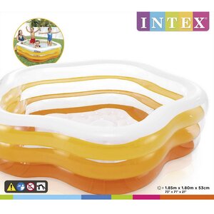 Семейный надувной бассейн с надувным дном Облако 185*53 см, клапан, оранжевый INTEX фото 3