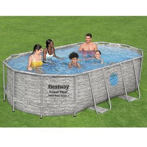 Каркасный овальный бассейн Bestway Power Steel Swim Vista 427*250*100 см, фильтр-насос, аксессуары (Bestway, Китай). Артикул: 56714