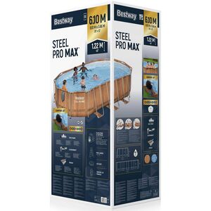 Каркасный овальный бассейн c гидромассажем Bestway Steel Pro Max (Бествей Стил Про Макс) 610*366*122 см коричневый, фильтр-насос, подсветка, аксессуары Bestway фото 13