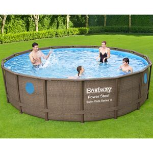 Каркасный бассейн 56725 Bestway Power Steel - Rattan 488*122 см, фильтр-насос, аксессуары Bestway фото 1