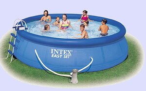 Надувной бассейн Easy Set 457*122 см, фильтр-насос, хлоргенератор, аксессуары (INTEX, Китай). Артикул: 54412