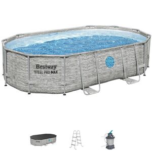 Каркасный овальный бассейн Bestway Steel Pro Max (Бествей Стил Про Макс) 488*305*107 см, песочный фильтр-насос, аксессуары Bestway фото 2