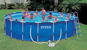 Каркасный бассейн Intex Metal Frame 549*122 см, фильтр-насос, хлоргенератор комби, аксессуары (INTEX, Китай). Артикул: 57954