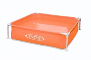 Детский каркасный бассейн квадратный, клапан, 122*122*30 см, оранжевый (INTEX, Китай). Артикул: 57171-оранж