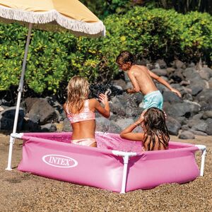 Детский каркасный бассейн Квадратный 122*30 см, розовый, клапан INTEX фото 4