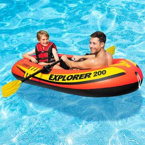 Надувная лодка Explorer-200-Set двухместная 185*94*41 см + насос и весла (INTEX, Китай). Артикул: 58331