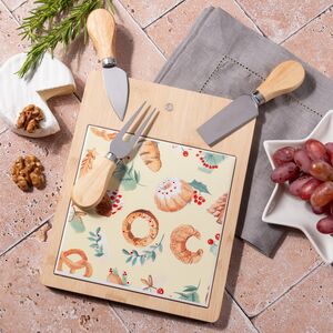 Доска для сыра с приборами Марсель 22*18 см, фарфор