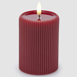 Светодиодная свеча с имитацией пламени Moccolo 10 см бордовая, с пультом