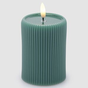 Светодиодная свеча с имитацией пламени Moccolo 10 см бирюзовая, с пультом