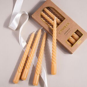 Набор свечей Lets Twist 20 см янтарные, витые, 4 шт
