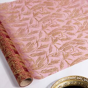 Ткань для декорирования Янтарные веточки 35*200 см томный бургунди (Kaemingk, Нидерланды). Артикул: 611581-3