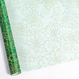 Ткань для декорирования Ажурные Пуансеттии 35*200 см таинственный зелёный (Kaemingk, Нидерланды). Артикул: 611582-2