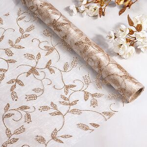 Ткань для декорирования Янтарные веточки 35*200 см кремовая (Kaemingk, Нидерланды). Артикул: 611583-3