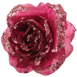 Искусственная роза Karmelita 14 см фуксия, клипса Kaemingk фото 1